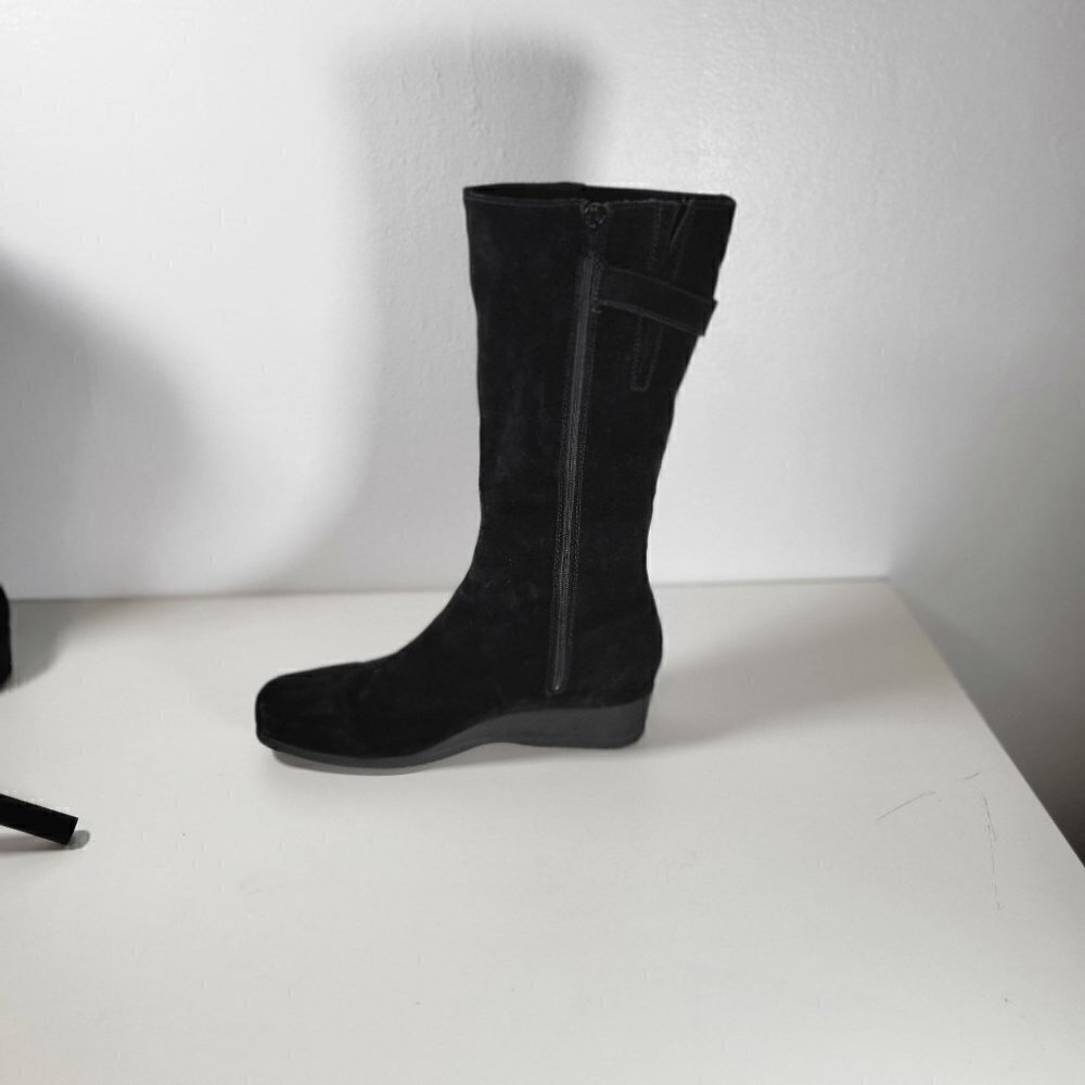 La Canadienne Black Long Knee High Wedge Boots / booties Size Us 8M - Picture 5 of 16